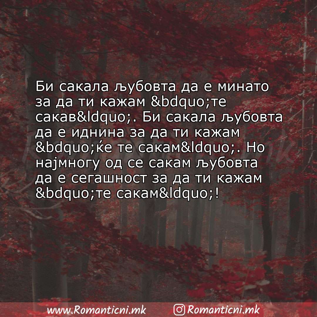 poraki za prijatel: Би сакала љубовта да е минато за да ти кажам „те сакав“. Би сакала љубовта да е иднина за да ти ка