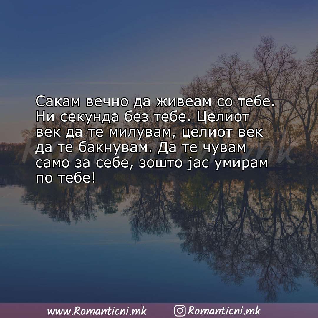 Ljubovni poraki: Сакам вечно да живеам со тебе. Ни секунда без тебе. Целиот век да те милувам, 