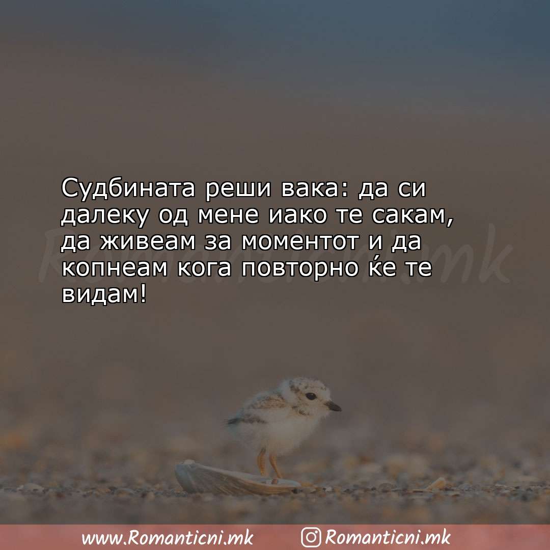 Ljubovna poraka: Судбината реши вака: да си далеку од мене иако те сакам, да 