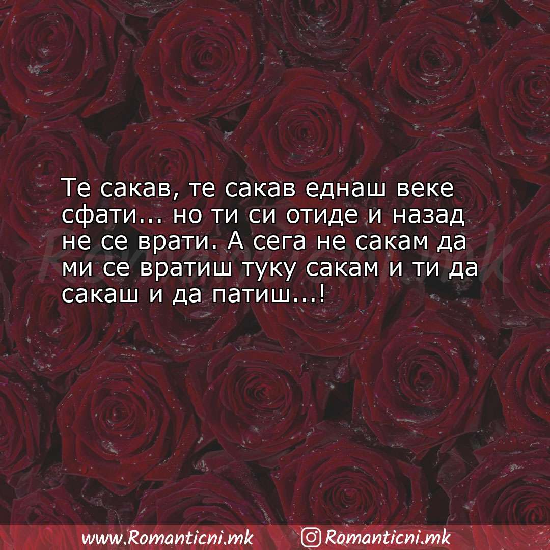 Ljubovni poraki: Те сакав, те сакав еднаш веке сфати... но ти си отиде и назад не се врат