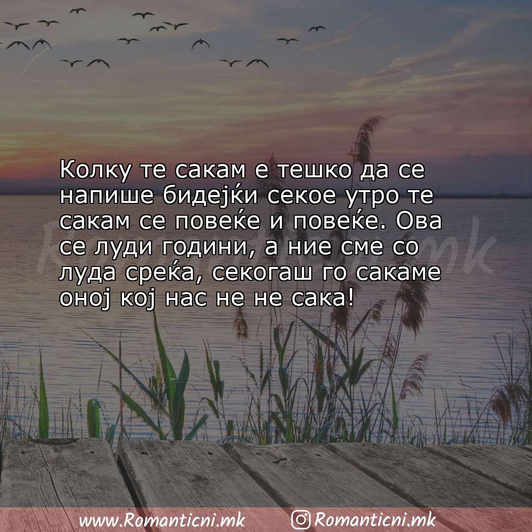 Ljubovni statusi: Колку те сакам е тешко да се напише бидејќи секое утро те сакам се повеќе и повеќе. О