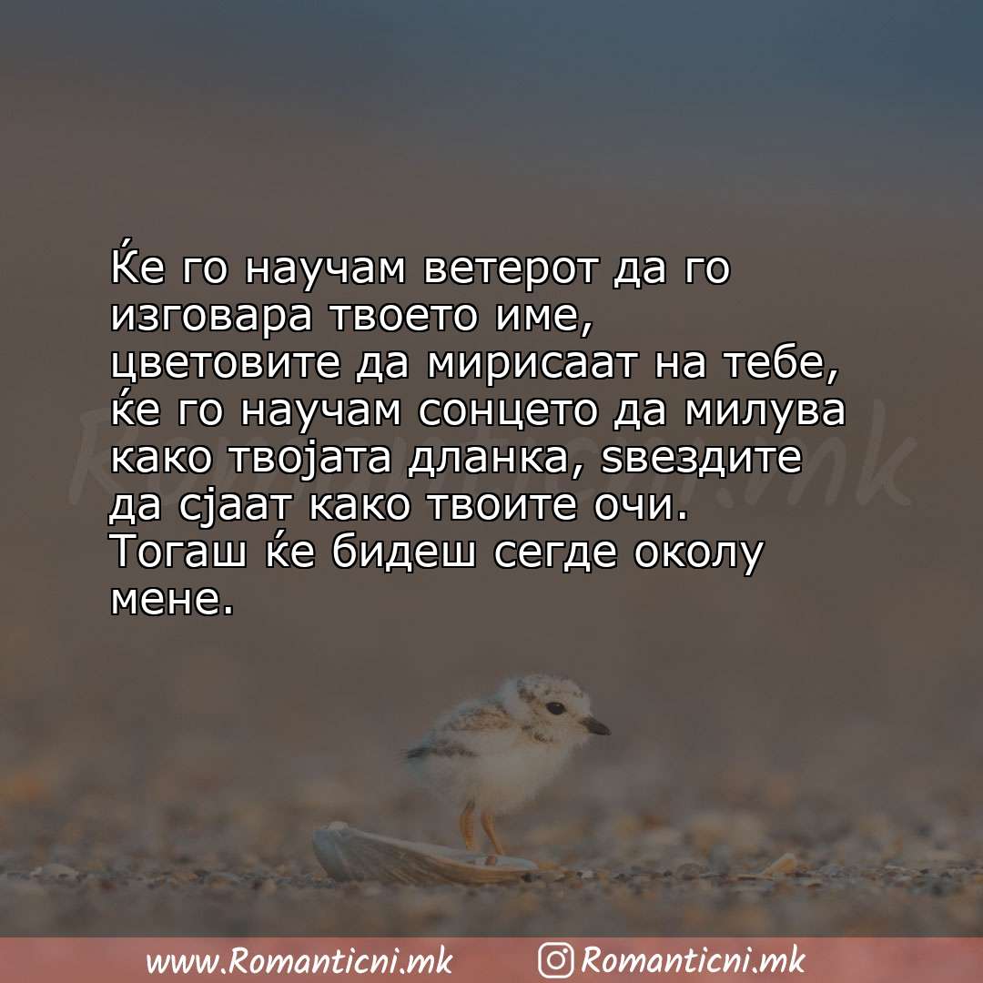 Poraki za dobra nok: Ќе го научам ветерот да го изговара твоето име, цветовите да мирисаат на тебе, ќе го научам сонцет