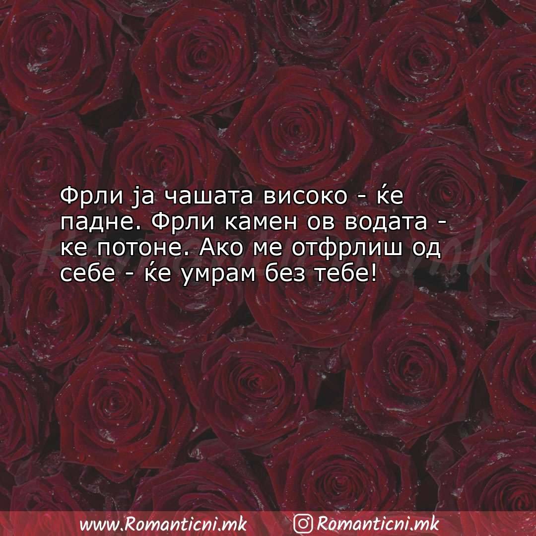 poraki za prijatel: Фрли ја чашата високо - ќе падне. Фрли камен ов водата 