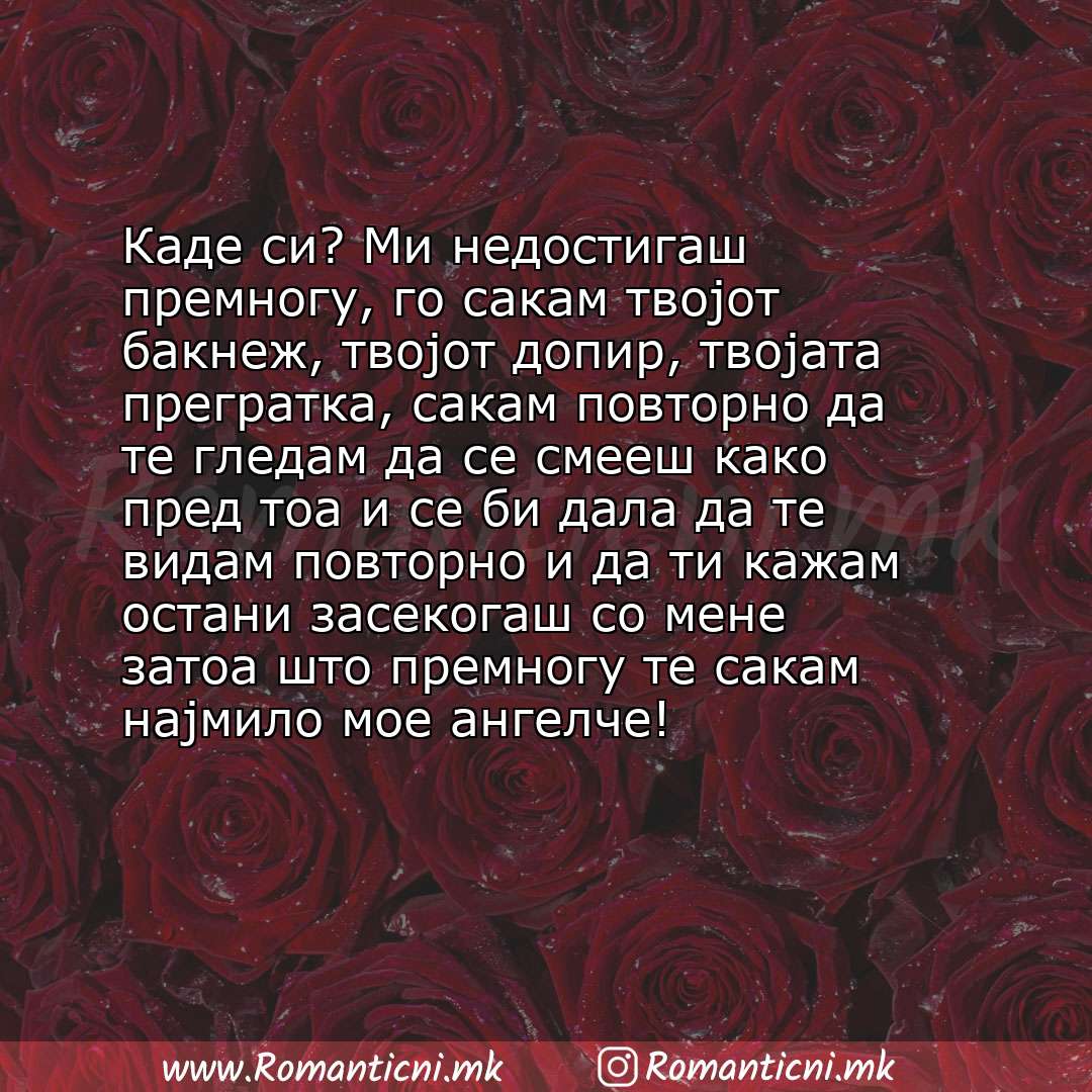 Роденденски пораки: Каде си? Ми недостигаш премногу, го сакам твојот бакнеж, твојот допир, твојата прегратка, сакам повторно да те гледам да се смееш ка