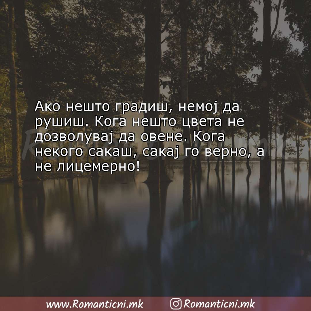 Ljubovni poraki: Ако нешто градиш, немој да рушиш. Кога нешто цвета не дозволув