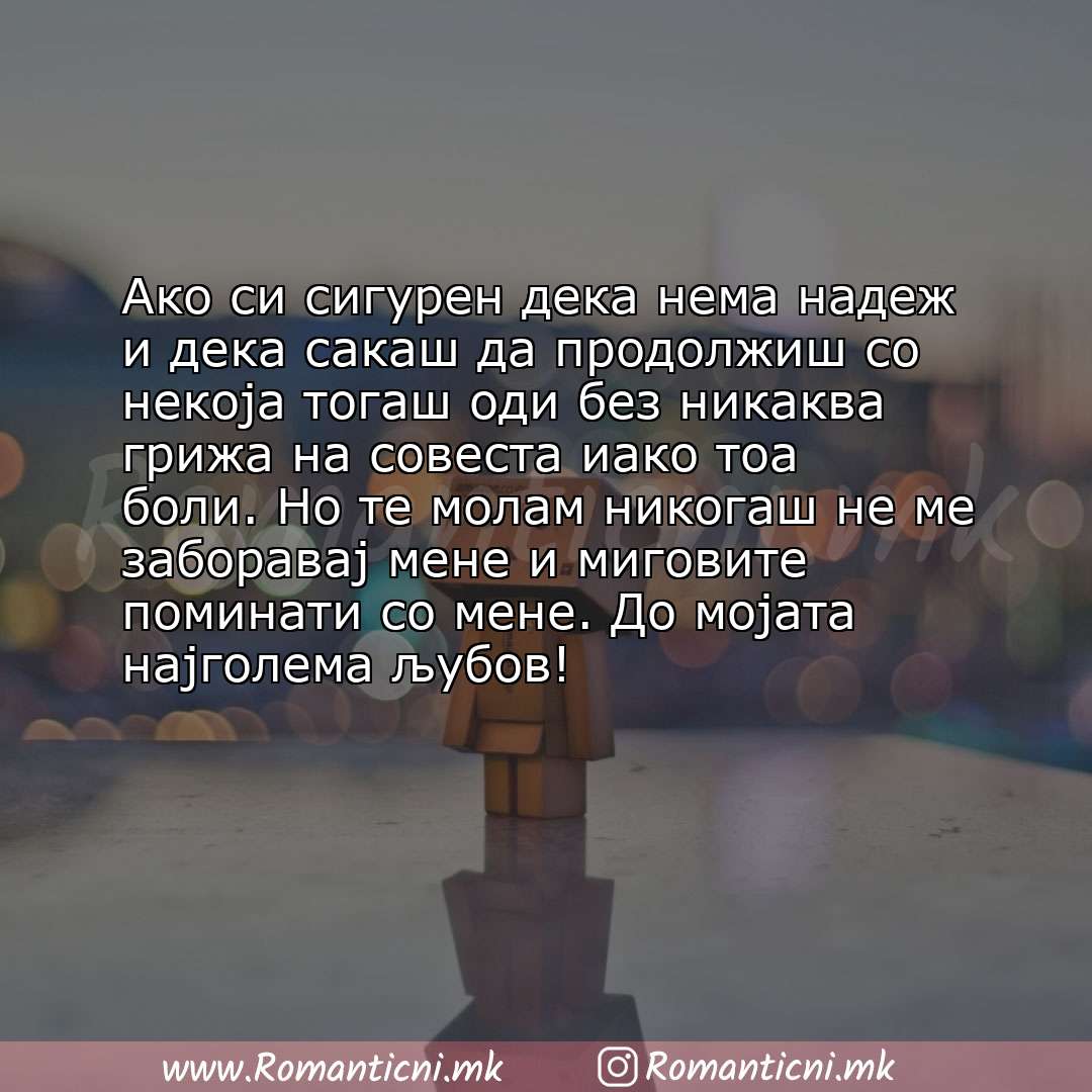 : Ако си сигурен дека нема надеж и дека сакаш да продолжиш со некоја тогаш оди без никаква грижа на совеста иа