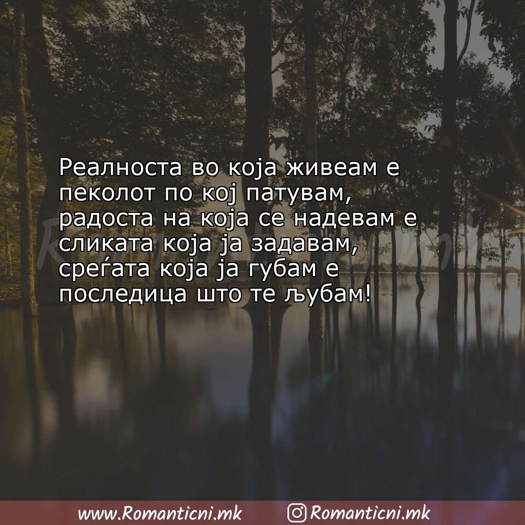Sms poraka: Реалноста во која живеам е пеколот по кој патувам, радоста на која се надев