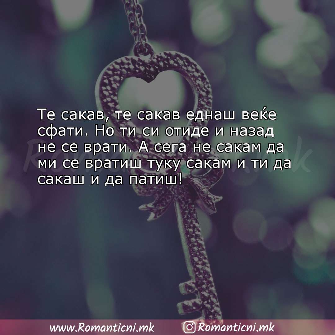 poraki za prijatel: Те сакав, те сакав еднаш веќе сфати. Но ти си отиде и назад не се врат