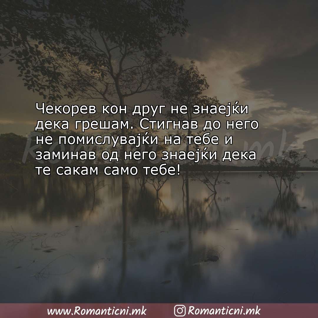 Ljubovni poraki: Чекорев кон друг не знаејќи дека грешам. Стигнав до него не помис