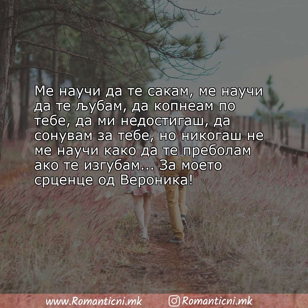 Ljubovna poraka: Ме научи да те сакам, ме научи да те љубам, да копнеам по тебе, да ми недостигаш, да сонувам за 