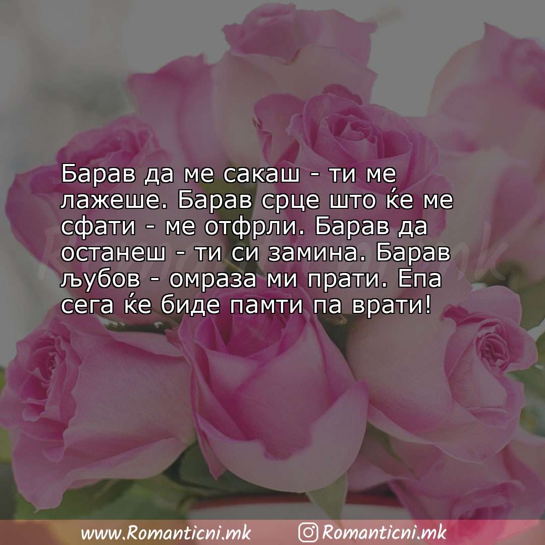 poraki za prijatel: Барав да ме сакаш - ти ме лажеше. Барав срце што ќе ме сфати - ме отфрли. Барав да ос
