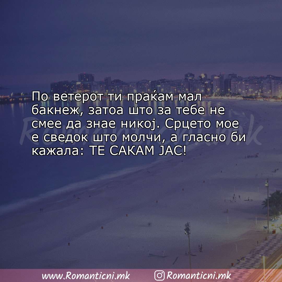 Ljubovni statusi: По ветерот ти праќам мал бакнеж, затоа што за тебе не смее да знае н