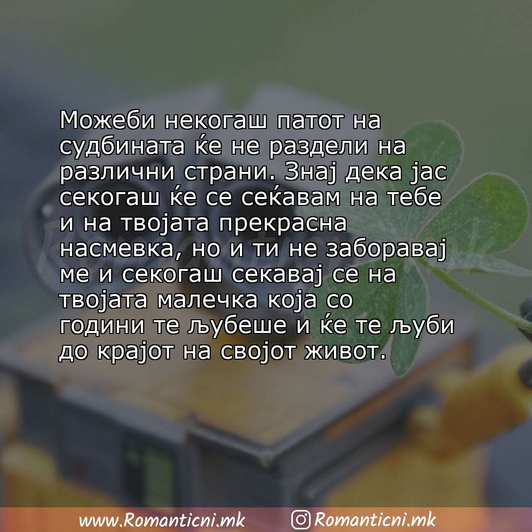 Sms poraka: Можеби некогаш патот на судбината ќе не раздели на различни страни. Знај дека јас секогаш ќе се сеќавам на тебе и на твојата прекрасна 