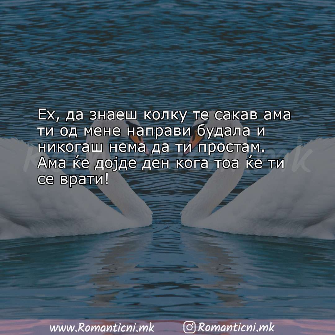 poraki za prijatel: Ех, да знаеш колку те сакав ама ти од мене направи будала и нико