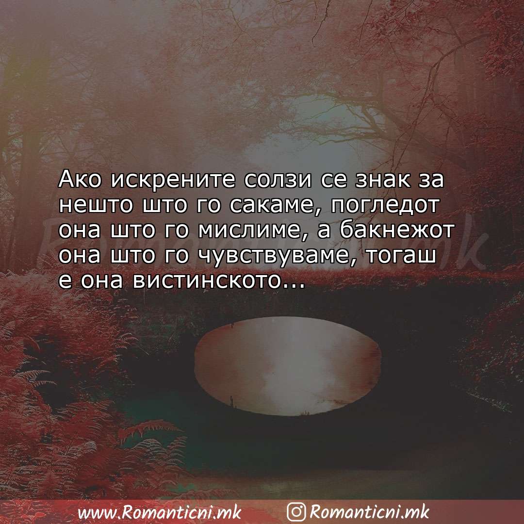 Ljubovna sms poraka: Ако искрените солзи се знак за нешто што го сакаме, погледот она што г