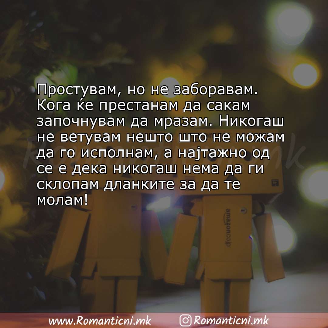 Rodendenski poraki: Простувам, но не заборавам. Кога ќе престанам да сакам започнувам да мразам. Никогаш не ветувам нешто 