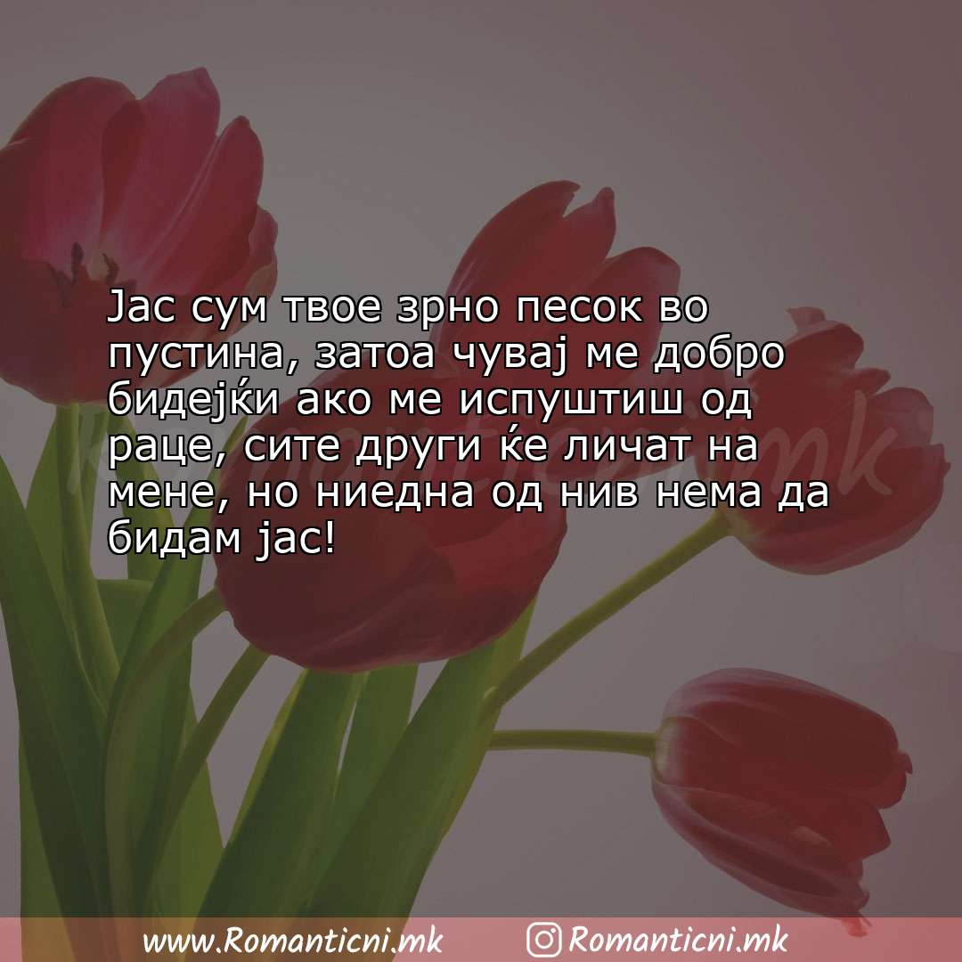 Ljubovna poraka: Јас сум твое зрно песок во пустина, затоа чувај ме добро бидејќи ако ме испу