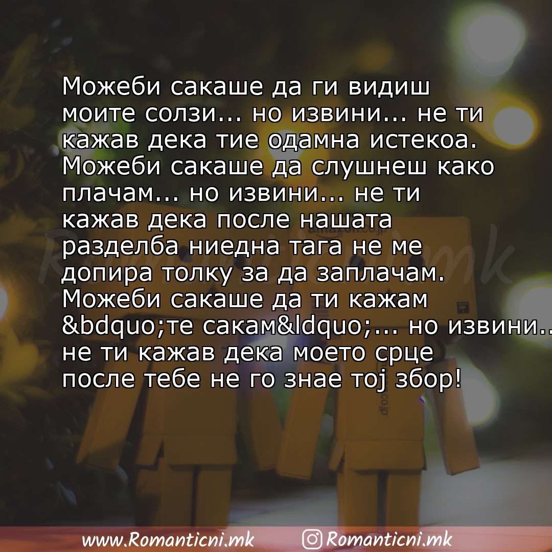 poraki za prijatel: Можеби сакаше да ги видиш моите солзи... но извини... не ти кажав дека тие одамна истекоа. Можеби сакаше да слушнеш како плачам... но извини... не ти кажав дека после нашата 