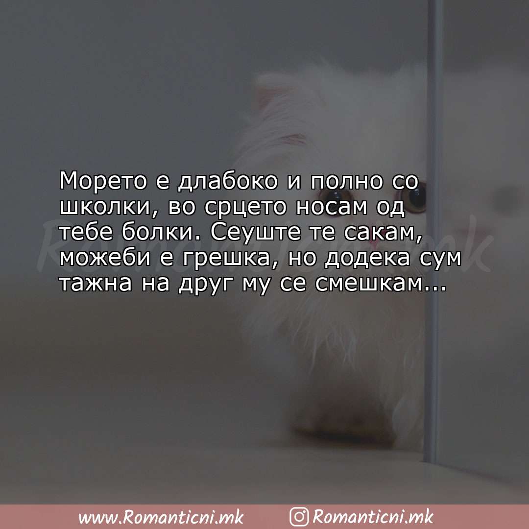 Роденденски пораки: Морето е длабоко и полно со школки, во срцето носам од тебе болки. Сеуш