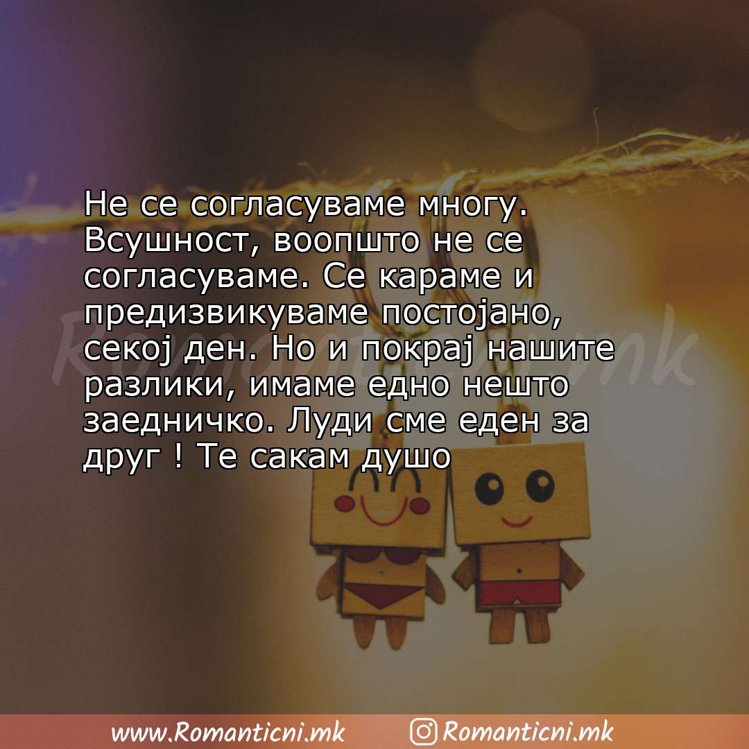 Ljubovna poraka: Не се согласуваме многу. Всушност, воопшто не се согласуваме. Се караме и предизвикуваме постојано, 