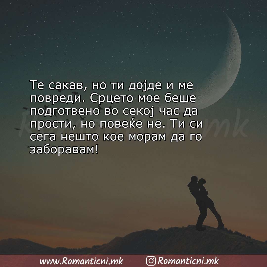 Ljubovna sms poraka: Те сакав, но ти дојде и ме повреди. Срцето мое беше подготвено во секој