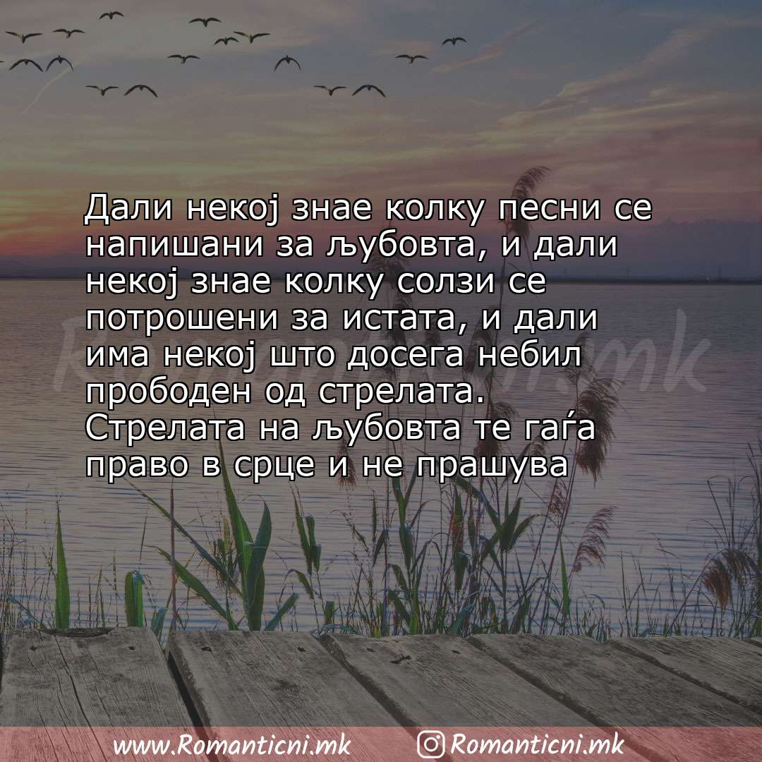 Ljubovna sms poraka: Дали некој знае колку песни се напишани за љубовта, и дали некој знае колку солзи се потрошени за истата, и 