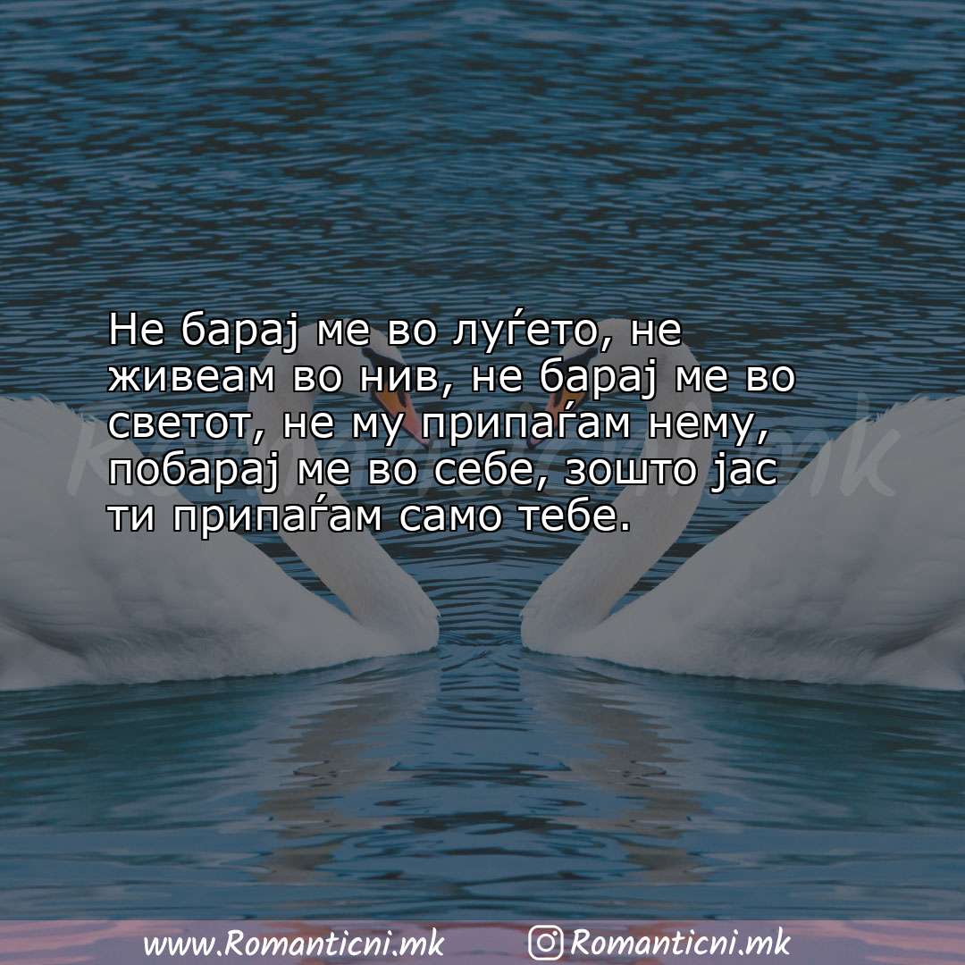 Ljubovna sms poraka: Не барај ме во луѓето, не живеам во нив, не барај ме во светот, не му 