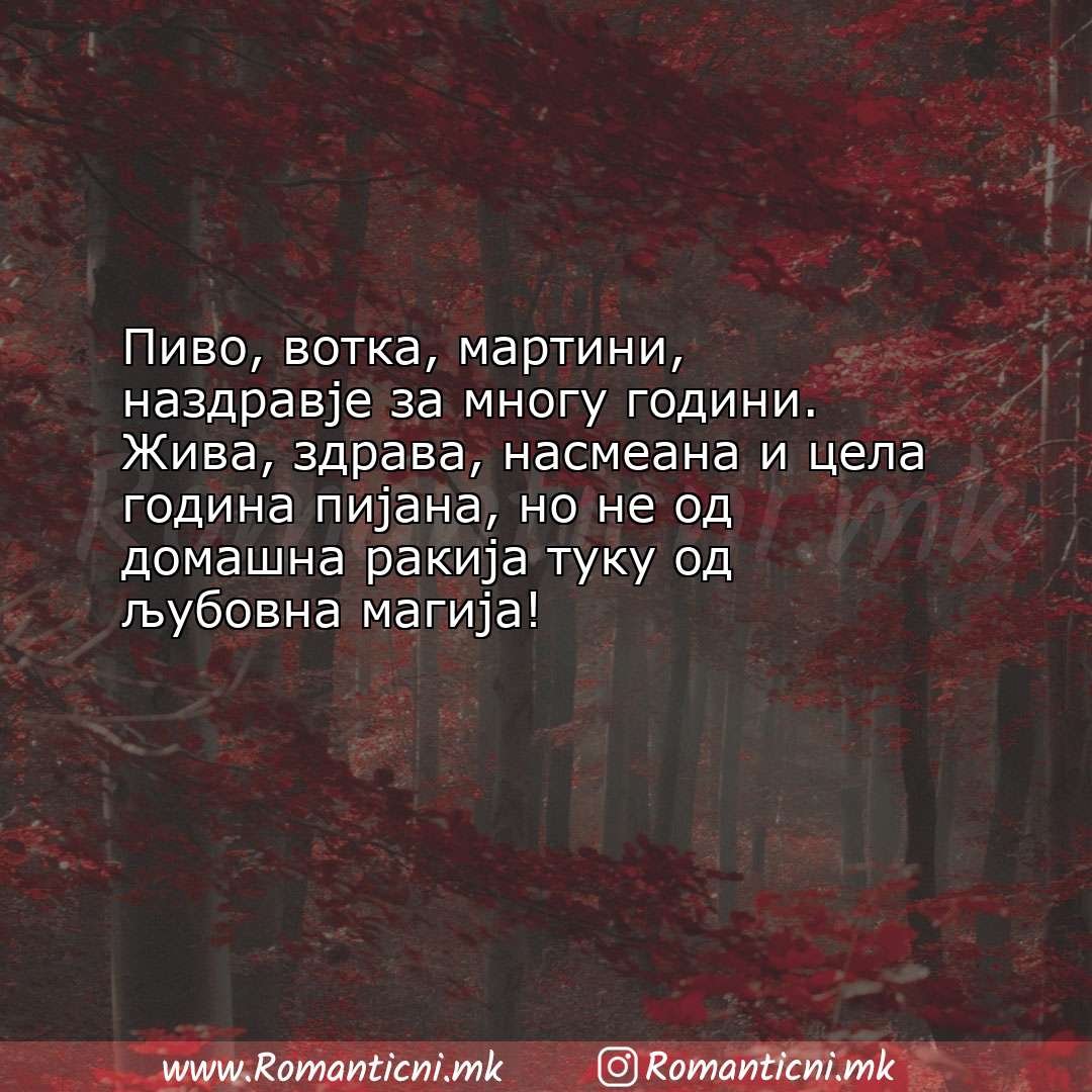 Ljubovni poraki: Пиво, вотка, мартини, наздравје за многу години. Жива, здрава, насмеан