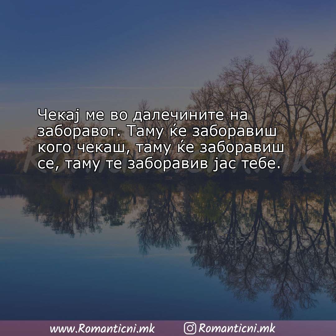 Љубовни смс пораки: Чекај ме во далечините на заборавот. Таму ќе заборавиш ко