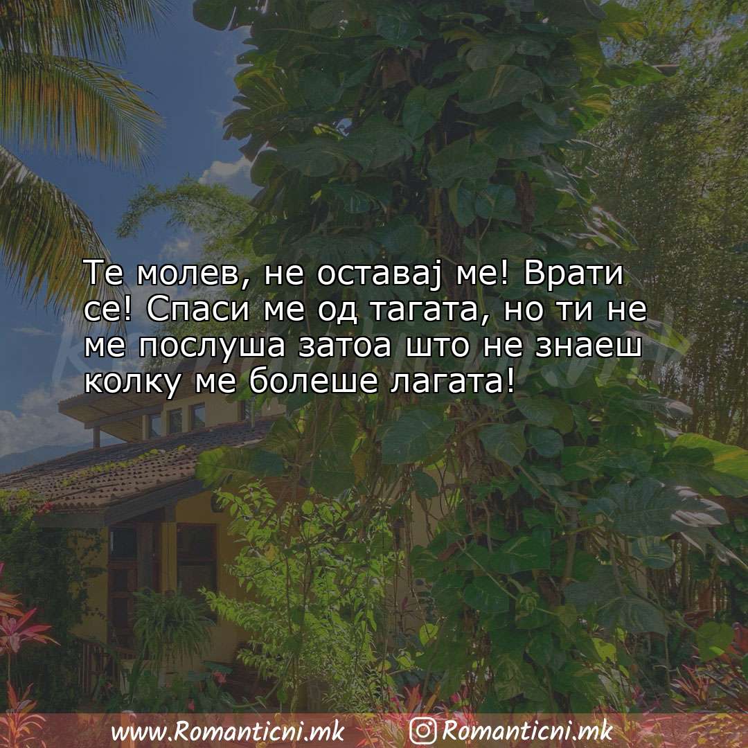 Ljubovna poraka: Те молев, не оставај ме! Врати се! Спаси ме од тагата, но т