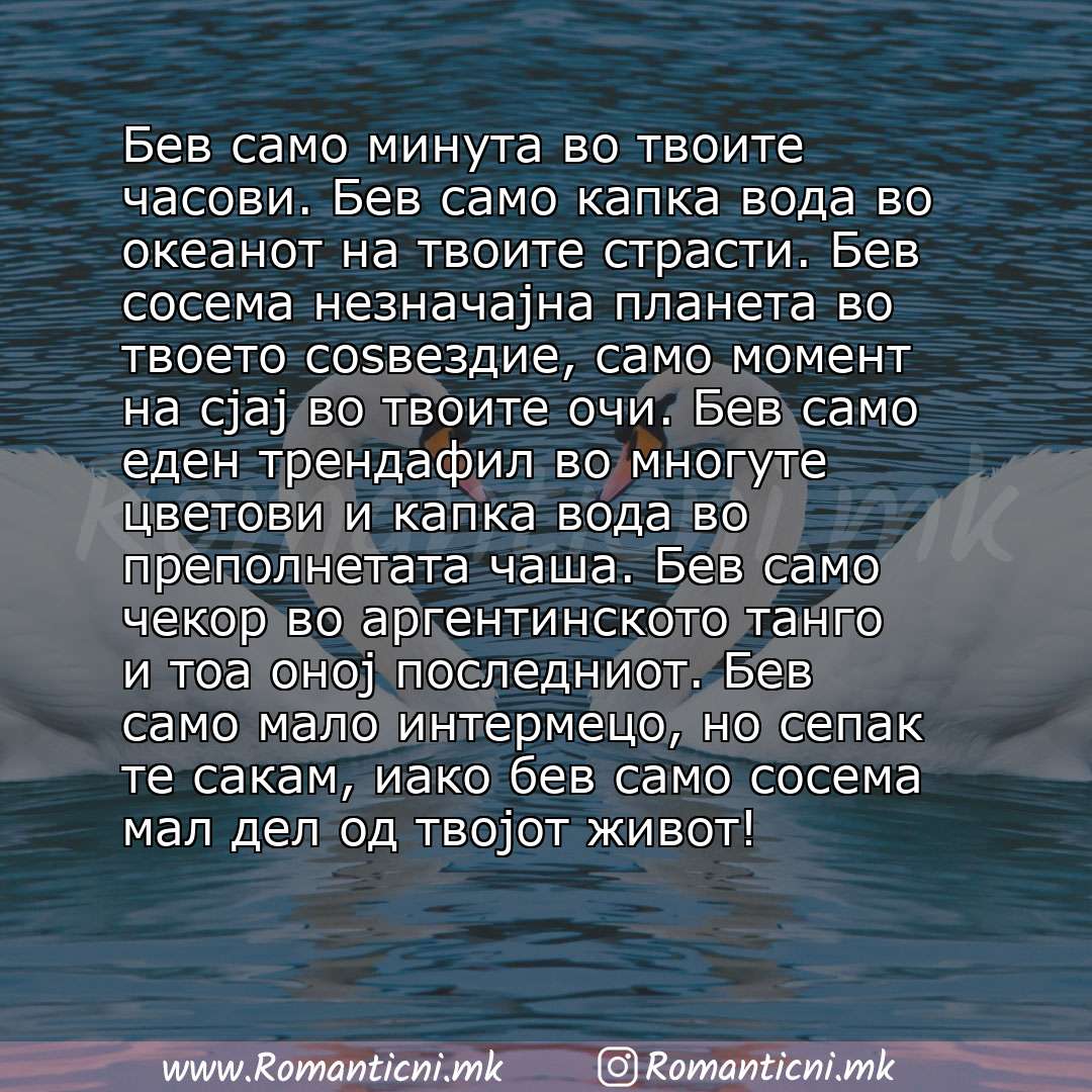 poraki za prijatel: Бев само минута во твоите часови. Бев само капка вода во океанот на твоите страсти. Бев сосема незначајна планета во твоето соѕвездие, само момент на сјај во твоите очи. Бев само еден трендафил во мн