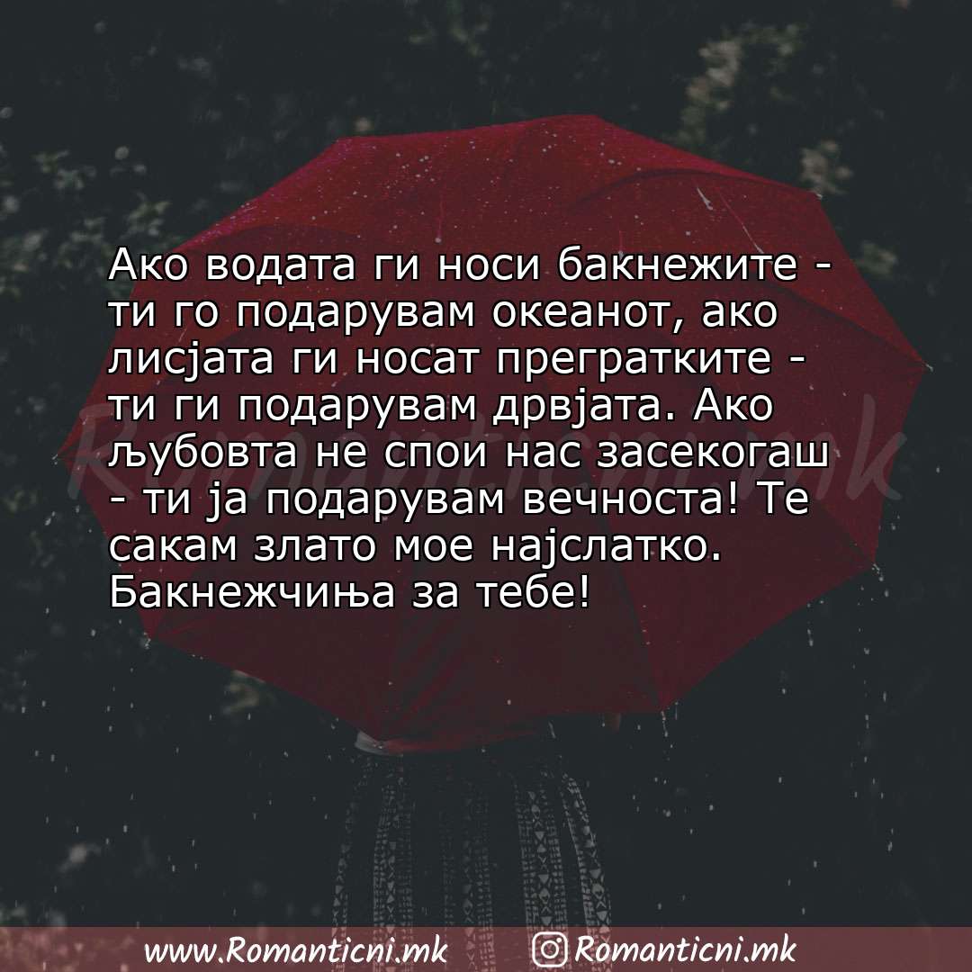 Ljubovni poraki: Ако водата ги носи бакнежите - ти го подарувам океанот, ако лисјата ги носат прегратките - ти ги подарувам дрвјат