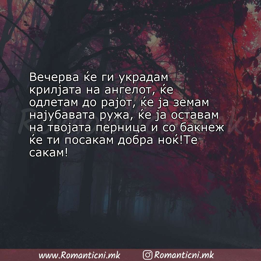 Љубовна порака: Вечерва ќе ги украдам крилјата на ангелот, ќе одлетам до рајот, ќе ја земам најубават