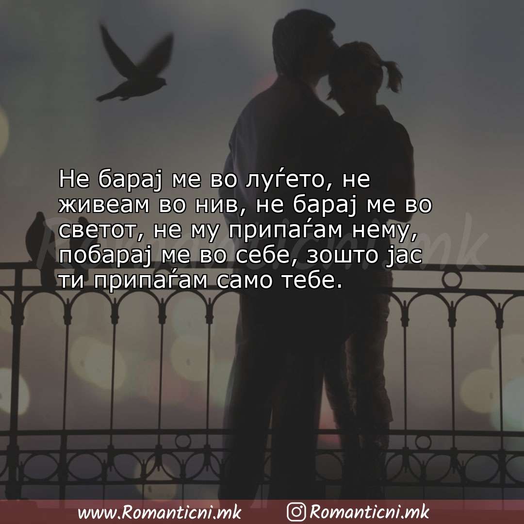 Љубовна порака: Не барај ме во луѓето, не живеам во нив, не барај ме во светот, не му 