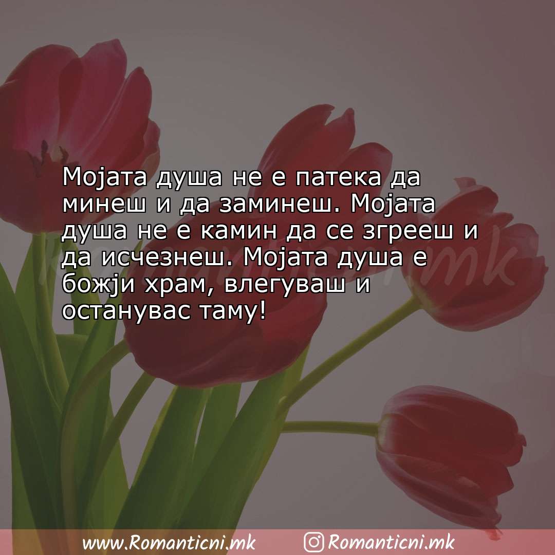 poraki za prijatel: Мојата душа не е патека да минеш и да заминеш. Мојата душа не е камин да се 