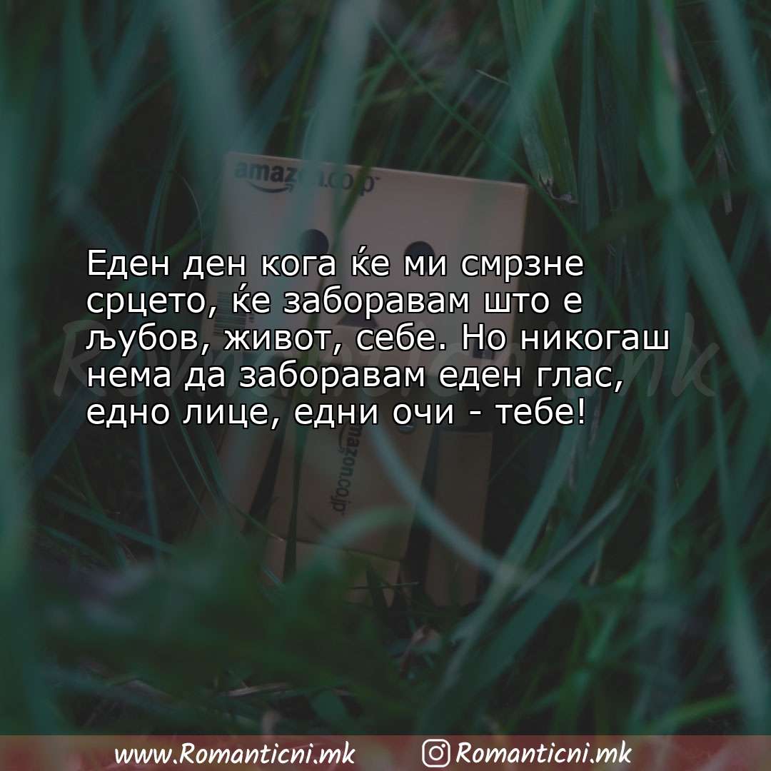 Љубовна порака: Еден ден кога ќе ми смрзне срцето, ќе заборавам што е љубов, живот, се