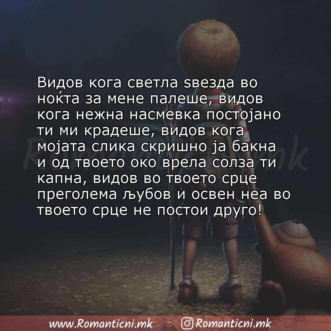 Ljubovni statusi: Видов кога светла ѕвезда во ноќта за мене палеше, видов кога нежна насмевка постојано ти ми крадеше, видов кога мојата слика скри