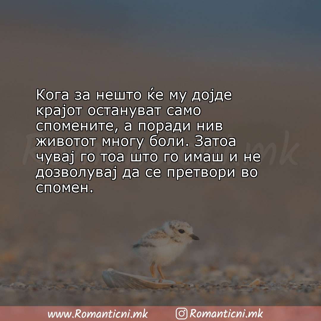 Љубовна порака: Кога за нешто ќе му дојде крајот остануват само спомените, а поради нив животот м