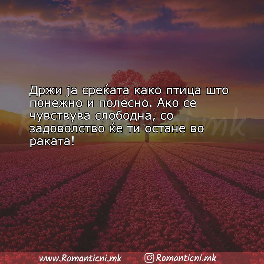 Poraki za dobra nok: Држи ја среќата како птица што понежно и полесно. Ако се ч